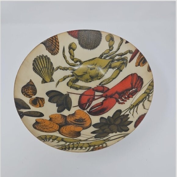 Vintage 1960s Fiberglass Artmor Salad Bowl Shellfish Lobster Crab Shrimp Clams - Picture 1 of 4